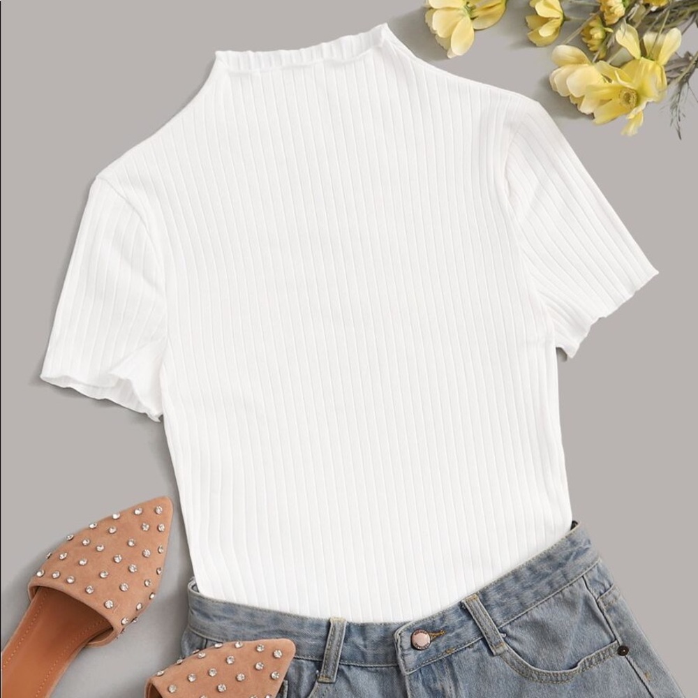 Ribbed Turtleneck T-shirt